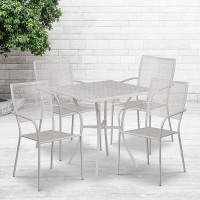 Flash Furniture CO-28SQ-02CHR4-SIL-GG 28" Square Table Set with 4 Square Back Chairs in Gray